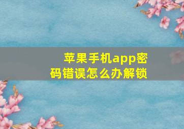 苹果手机app密码错误怎么办解锁