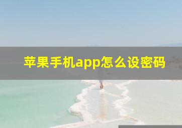 苹果手机app怎么设密码