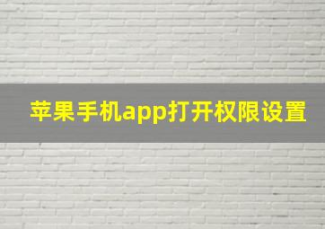 苹果手机app打开权限设置