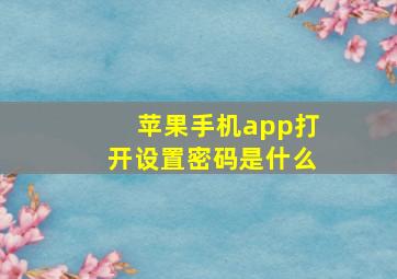 苹果手机app打开设置密码是什么