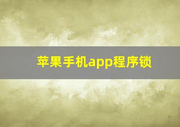 苹果手机app程序锁