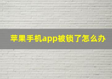 苹果手机app被锁了怎么办