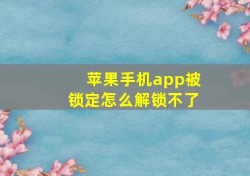 苹果手机app被锁定怎么解锁不了