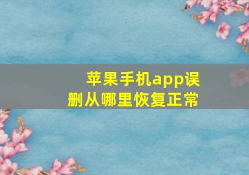 苹果手机app误删从哪里恢复正常