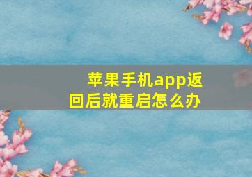 苹果手机app返回后就重启怎么办