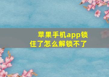 苹果手机app锁住了怎么解锁不了