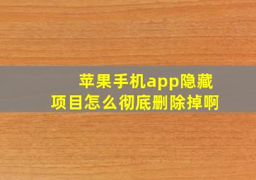 苹果手机app隐藏项目怎么彻底删除掉啊