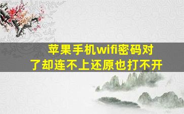 苹果手机wifi密码对了却连不上还原也打不开