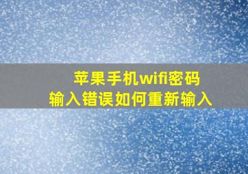 苹果手机wifi密码输入错误如何重新输入