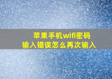 苹果手机wifi密码输入错误怎么再次输入