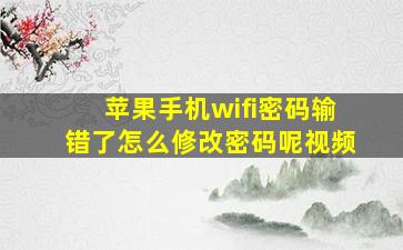 苹果手机wifi密码输错了怎么修改密码呢视频