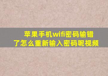 苹果手机wifi密码输错了怎么重新输入密码呢视频