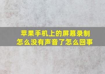 苹果手机上的屏幕录制怎么没有声音了怎么回事