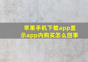 苹果手机下载app显示app内购买怎么回事