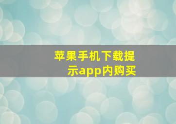 苹果手机下载提示app内购买