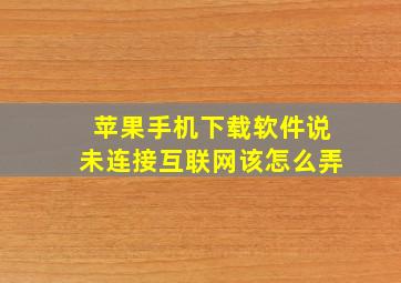 苹果手机下载软件说未连接互联网该怎么弄