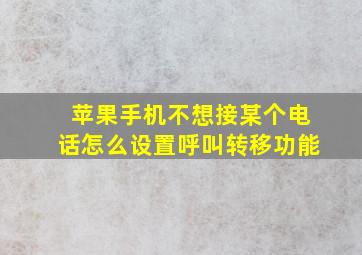 苹果手机不想接某个电话怎么设置呼叫转移功能