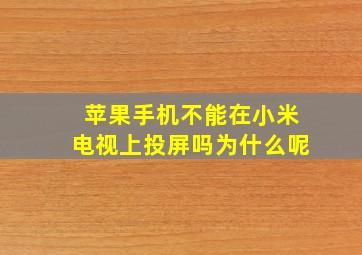 苹果手机不能在小米电视上投屏吗为什么呢