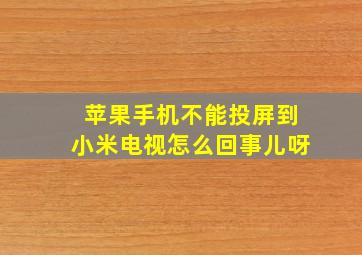 苹果手机不能投屏到小米电视怎么回事儿呀