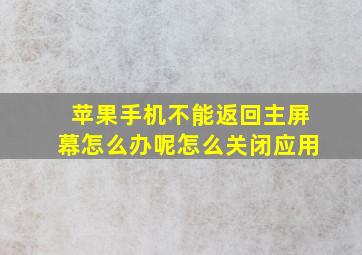 苹果手机不能返回主屏幕怎么办呢怎么关闭应用