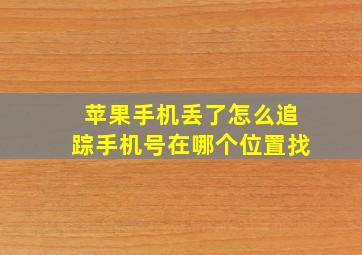 苹果手机丢了怎么追踪手机号在哪个位置找