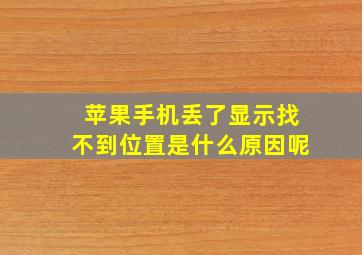 苹果手机丢了显示找不到位置是什么原因呢