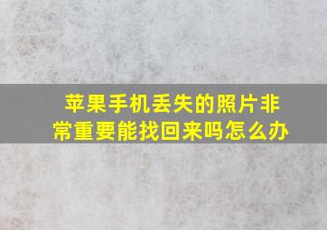 苹果手机丢失的照片非常重要能找回来吗怎么办