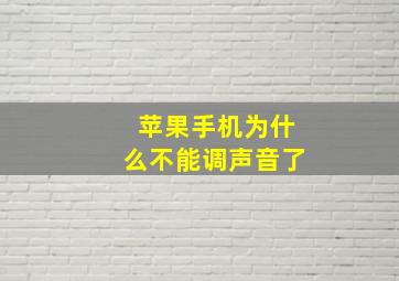 苹果手机为什么不能调声音了