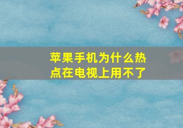 苹果手机为什么热点在电视上用不了