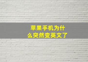 苹果手机为什么突然变英文了