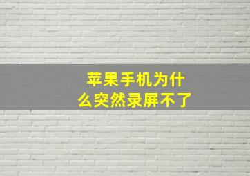 苹果手机为什么突然录屏不了