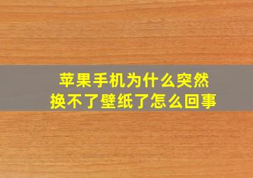 苹果手机为什么突然换不了壁纸了怎么回事