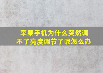 苹果手机为什么突然调不了亮度调节了呢怎么办