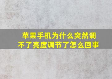 苹果手机为什么突然调不了亮度调节了怎么回事