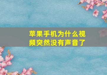 苹果手机为什么视频突然没有声音了