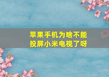 苹果手机为啥不能投屏小米电视了呀