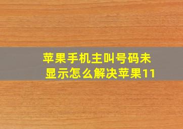 苹果手机主叫号码未显示怎么解决苹果11