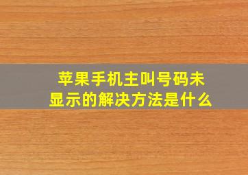 苹果手机主叫号码未显示的解决方法是什么