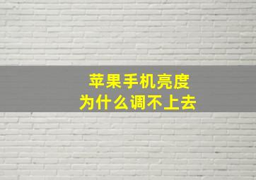 苹果手机亮度为什么调不上去