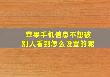 苹果手机信息不想被别人看到怎么设置的呢