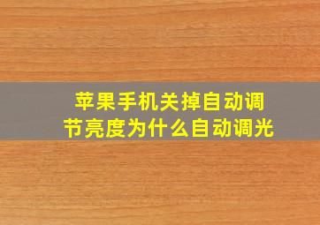 苹果手机关掉自动调节亮度为什么自动调光