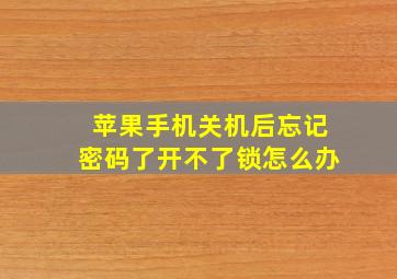 苹果手机关机后忘记密码了开不了锁怎么办