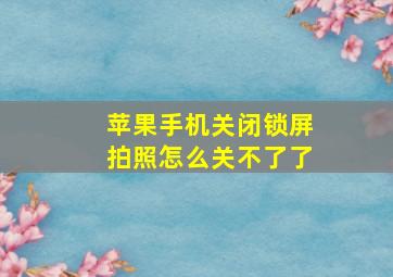 苹果手机关闭锁屏拍照怎么关不了了