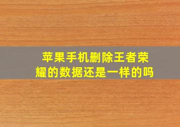 苹果手机删除王者荣耀的数据还是一样的吗