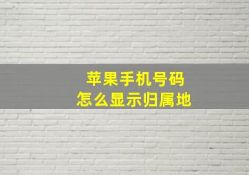 苹果手机号码怎么显示归属地