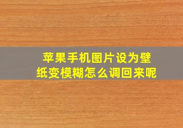 苹果手机图片设为壁纸变模糊怎么调回来呢