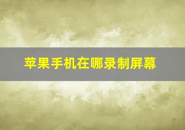 苹果手机在哪录制屏幕