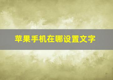 苹果手机在哪设置文字