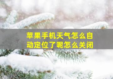 苹果手机天气怎么自动定位了呢怎么关闭