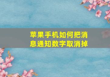 苹果手机如何把消息通知数字取消掉